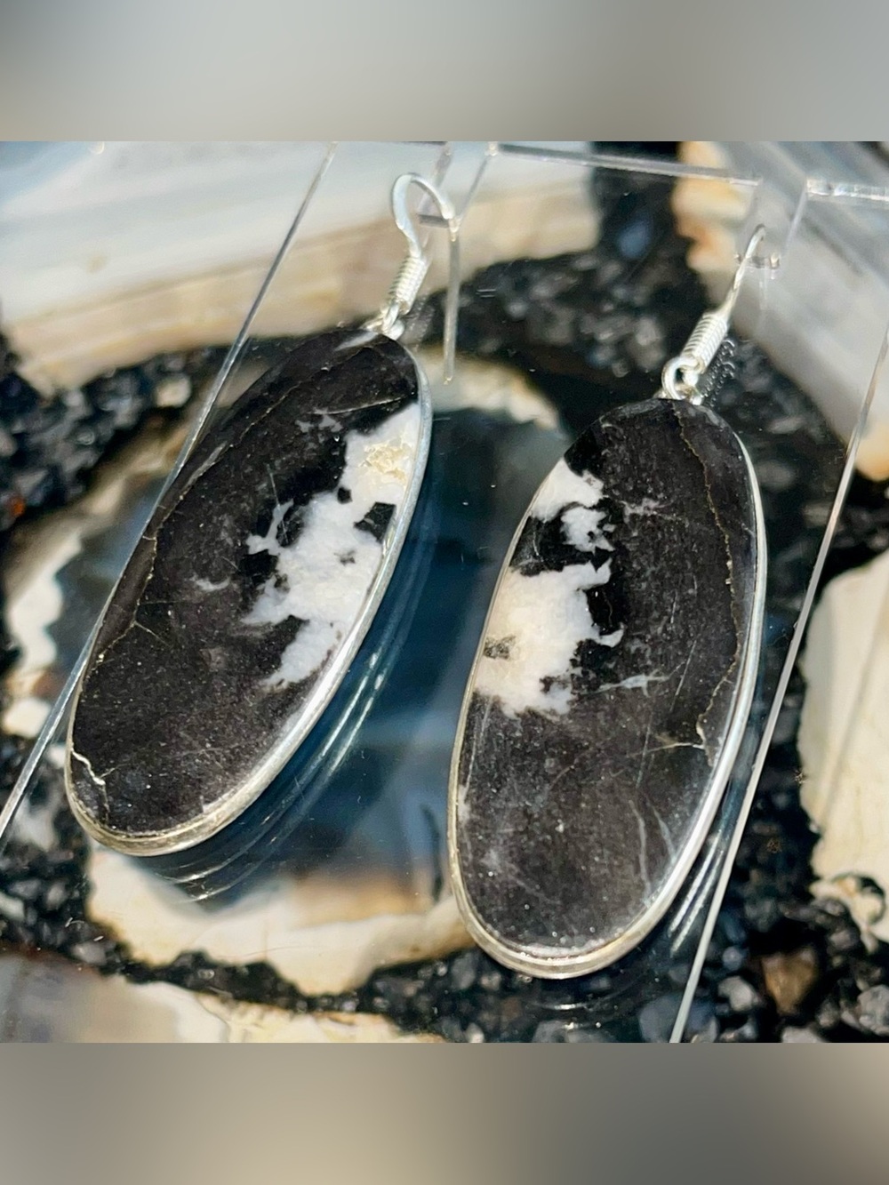 White Buffalo Turquoise Earrings 2 1/2”